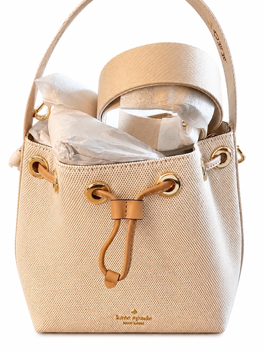 Kate Spade Kip Canvas Bucket Crossbody Bag, Light Fawn Multi - Picture 2 of 4